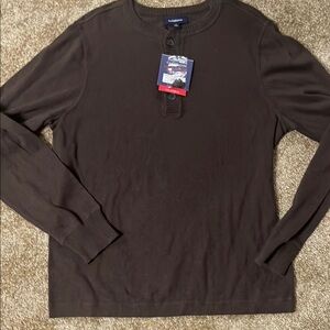 Croft & Barrow Brown Long Sleeve Tee Soft Knit Casual